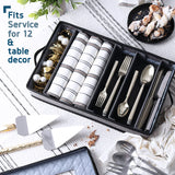 StorageBud Dinnerware Storage Container Set for Plate, Cup, Flatware, Stemware, & Platter Sets- Gray ( 8pc)