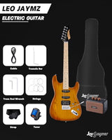 Leo Jaymz 39 Full Size ST Style Electric Guitar Starter Kit with SSH Pickup, 5W Portable Amp, Tuner, Gig Bag, Strap & Accessories (Violet Ocean)