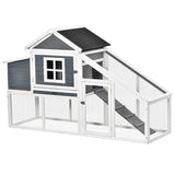 PawHut 69×22 Outdoor Wooden Chicken Coop Hen House with Nesting Box and Run – White
