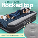 EZ Inflate Air Mattress with Built in Pump – Twin Size Double-High Inflatable Mattress with Flocked Top – Easy Inflate, Waterproof, Portable Blow Up Bed for Camping & Travel