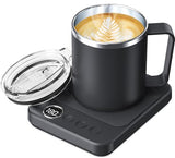Coffee Mug Warmer & Mug Set for Desk, Electric Coffee Cup Warmer with 16oz Heated Mug, Smart Coffee Heater with Auto Shut Off for Office/Home, Christmas/Birthday/Coffee Gifts for Men & Women,Black
