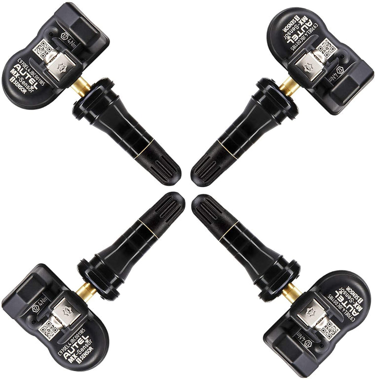 Autel TPMS Sensor MX-Sensor TPS218-315MHz+433MHz 2 in 1 Dual Frequency Replaced OEM Tire Pressure Sensor Universal Programmable Screw-in Sensor Sets of 4 (Rubber Valves)