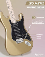 Leo Jaymz 39 Full Size ST Style Electric Guitar Starter Kit with SSH Pickup, 5W Portable Amp, Tuner, Gig Bag, Strap & Accessories (Violet Ocean)