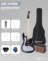 Leo Jaymz 39 Full Size ST Style Electric Guitar Starter Kit with SSH Pickup, 5W Portable Amp, Tuner, Gig Bag, Strap & Accessories (Violet Ocean)