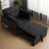 3 in 1 Sleeper Sofa Bed, Futon Sofa Bed for Living Room with Side Pocket, Black Sleepers Sofa Couch with Pullout Bed, Convertible Love Seat Sleepers Bed for Living Room, Bedroom, Small Space