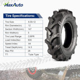 MaxAuto Farm Tractor Tire 6.00-12 Replace Kubota 7100 Series H167,2Pcs