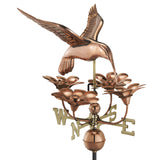 Good Directions Hummingbird with Flowers Weathervane Polished Copper