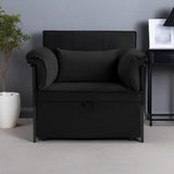 3 in 1 Sleeper Sofa Bed, Futon Sofa Bed for Living Room with Side Pocket, Black Sleepers Sofa Couch with Pullout Bed, Convertible Love Seat Sleepers Bed for Living Room, Bedroom, Small Space