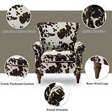 HULALA HOME Modern Wingback Accent Chair with Wood Legs & Removable Cushion, Comfy Upholstered Armchair with Nailhead Trim, Floral Pattern Single Sofa Chair for Living Room Bedroom, Blue