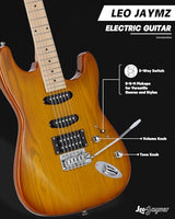 Leo Jaymz 39 Full Size ST Style Electric Guitar Starter Kit with SSH Pickup, 5W Portable Amp, Tuner, Gig Bag, Strap & Accessories (Violet Ocean)