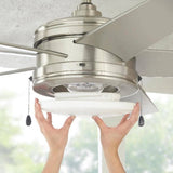 Home Decorators Portwood 60 in LED Indoor/Outdoor Brushed Nickel Ceiling Fan