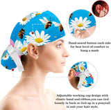 Scrub Surgical Hat,Cycling Hat with Buttons and Cotton Sweatband,Peach Blossom Spring Butterfly