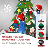 Felt Christmas Tree for Toddlers, 3.2ft DIY Felt Christmas Tree Set, with 5M LED String Lights, 32Pcs Detachable Tree Ornaments, Wall Decor with Hanging Rope for Kids Xmas Gifts Home Door