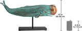 Design Toscano SD1120725 Folk Art Faux Wood Whale Statue on Display Stand, 30 Inch, Blue