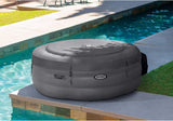 Intex 28481E Simple Spa 77in x 26in 4-Person Outdoor Portable Inflatable Round Heated Hot Tub Spa with 100 Bubble Jets, Filter Pump, and Cover, Gray