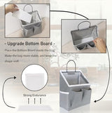 3pcs Small Wall Hanging Organizer Bag, Linen Fabric Door Hanging Storage Basket with Pockets, Waterproof Bin for Kitchen, Bedroom, Office, RV Camper (White)