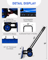 Outvita Snow Shovel with Wheels, 29 Wide 18 Long Snow Plow Shovel Angle & Height Adjustable Padded Handle Efficient Snow Clean Tool for Driveway or Pavement (Yellow)