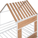 Harper & Bright Designs Kids House Beds Low Loft Bed Frame with Roof, Window, Guardrail and Ladder, Metal Twin Size Loft Bed for Kids Teens Girls Boys (Twin, White)