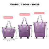 Rolling Duffle Bag with Wheels and Handle Foldable Travel Bag Expandable Carry on Bag with Detachable Casters Wheeled Weekender Bag for Women & Men – Purple