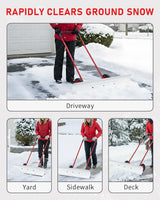 Outvita Snow Shovel with Wheels, 29 Wide 18 Long Snow Plow Shovel Angle & Height Adjustable Padded Handle Efficient Snow Clean Tool for Driveway or Pavement (Yellow)