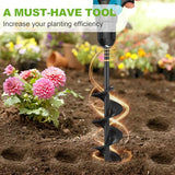 Auger Drill Bit for Planting 2 x 14.5 Inch, Garden Auger Spiral Drill Bit for 3/8 Hex Drive Drill, Earth Post Hole Digger Bulb Planter Plant Flower Planting Auger for Drill Rapid Bedding Digging