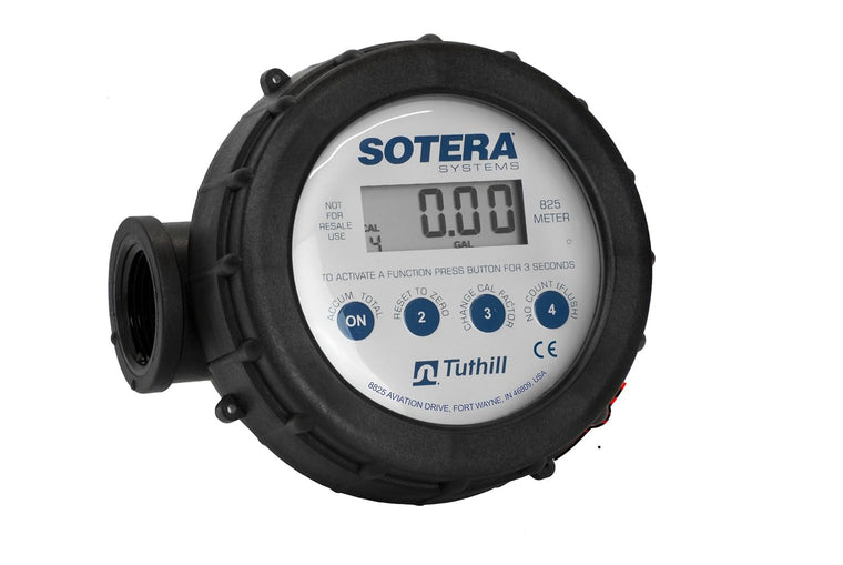 Sotera 825 1 2-20 GPM(7-75 LPM) Digital Inline Nutating Disc Poly Chemical Transfer Meter, 125 PSI (8.6 bar)