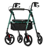 ELENKER Rollator Walker with 10?? Wheels, Sponge Padded Seat and Backrest, Fully Adjustment Frame for Seniors, Green