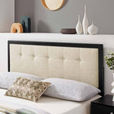 Modway Draper Tufted Queen Fabric and Wood Headboard – Walnut Charcoal