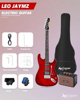 Leo Jaymz 39 Full Size ST Style Electric Guitar Starter Kit with SSH Pickup, 5W Portable Amp, Tuner, Gig Bag, Strap & Accessories (Violet Ocean)