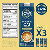 SOWN Organic Oat Creamer Unsweetened – Barista Oat Milk Non Dairy Coffee Creamer – Plant Based, Dairy-Free, Vegan, 0g Added Sugar, Gluten-Free, Non-GMO, Shelf Stable – 32oz (Pack of 6)