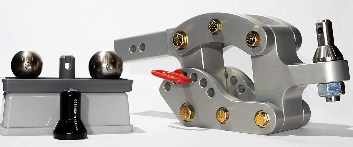Rhino Hitch RHI2BA10K – 10K LB, 7 Drop Hitch w/ 2 Shank, Adjustable Aluminum Trailer Hitch & 2 Ball Convert-A-Ball Set