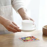 Donuts Square Coasters for Drinks 4 Packs, Absorbent Heat-Resistant Ceramic Stone Coaster Desktop Protector with Cork Base for Kitchen Bar Home Decor, 3.9 Inch