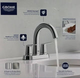 Grohe Veletto 4 in. Centerset 2-Handle High-Spout Bathroom Faucet in Starlight Chrome 20582000