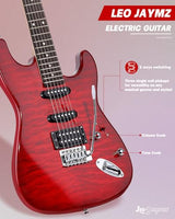 Leo Jaymz 39 Full Size ST Style Electric Guitar Starter Kit with SSH Pickup, 5W Portable Amp, Tuner, Gig Bag, Strap & Accessories (Violet Ocean)