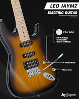 Leo Jaymz 39 Full Size ST Style Electric Guitar Starter Kit with SSH Pickup, 5W Portable Amp, Tuner, Gig Bag, Strap & Accessories (Violet Ocean)