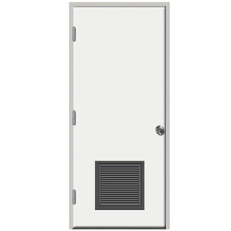 Steves u0026 Sons 24 in. x 80 in. Premium Vented Flush White Primed Right-Hand Outswing Steel Prehung Front Door with 4-9/16 in.