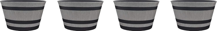 Southern Patio 15.5 Resin Whiskey Barrel Planter, Birchwood Grey (Pack of 4)