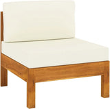 fashionable Furniture Sets 6 Piece Patio Lounge Set with Cream White Cushions Acacia Wood Outdoor Tables for Conversation Dining Outdoor Side Table White