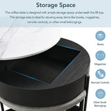 Linique Modern Round Lift-Top Coffee Table with Storage and 3 Ottoman, White + Black