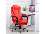 HOMCOM Reclining PU Leather Executive Home Office Chair with Footrest – Red