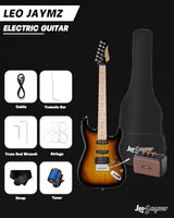 Leo Jaymz 39 Full Size ST Style Electric Guitar Starter Kit with SSH Pickup, 5W Portable Amp, Tuner, Gig Bag, Strap & Accessories (Violet Ocean)
