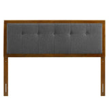 Modway Draper Tufted Queen Fabric and Wood Headboard – Walnut Charcoal