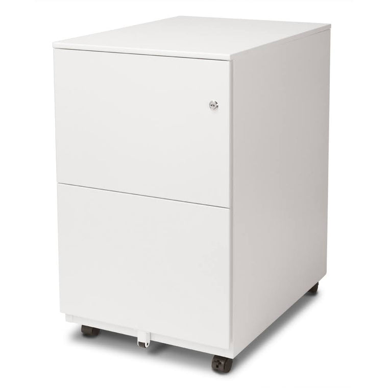 Aurora FC-102WT Modern Soho Design 2-Drawer Metal Mobile File Cabinet with Lock Key/ Fully Assembled, White