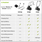 Avantree HT4186 Wireless Headphones Earbuds for TV Watching, Neckband Earphones Set w/Bluetooth Transmitter for Optical Digital Audio, RCA, 3.5mm Aux Ported TVs, Plug & Play, No Audio Delay