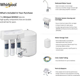 Whirlpool WHER25 Reverse Osmosis (RO) Filtration System With Chrome Faucet | Extra Long Life | Easy To Replace UltraEase Filter Cartridges, White