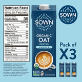 SOWN Organic Oat Creamer Unsweetened – Barista Oat Milk Non Dairy Coffee Creamer – Plant Based, Dairy-Free, Vegan, 0g Added Sugar, Gluten-Free, Non-GMO, Shelf Stable – 32oz (Pack of 6)