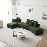 Convertible Sectional Sofa Couch for Living Room, Oversized L Shaped Couch with Chaise Lounge Sofa Set, Comfy Upholstered Sofa with 3 Back Pillows & 2 Throw Pillow, for Home Office (Orange)
