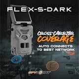 SPYPOINT Flex-S-Dark Solar Cellular Trail Camera ?C Built-in Solar Panel, 40MP Photos, 1080p Videos + Sound, No-Glow Game Camera, Night Vision, Motion Activated Trail Cam