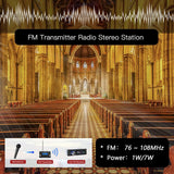 RICHRYCE FM Transmitter for Church, 1W / 7W Broadcast Radio Stereo Station ??Fcc Certified Wireless Broadcast Transmitter 76M to 108Mhz with Mic for Drive-in Movie Theater ??Campus