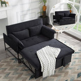 3 in 1 Sleeper Sofa Bed, Futon Sofa Bed for Living Room with Side Pocket, Black Sleepers Sofa Couch with Pullout Bed, Convertible Love Seat Sleepers Bed for Living Room, Bedroom, Small Space